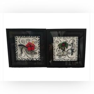 Pair of Black Framed Tropical High Heel Art Prints